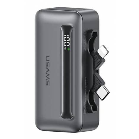 USAMS power bank CD233, USB-C/Lightning έξοδος, 4500mAh, 20W, γκρι