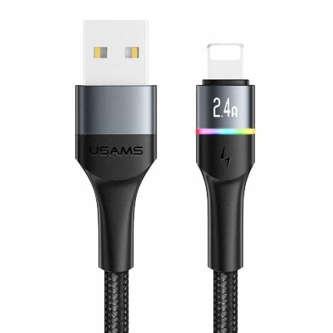 Usams US-SJ534 Braided / LED USB to Lightning Cable Μαύρο 1.2m (SJ534USB01)
