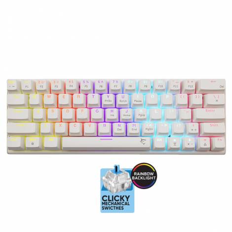 WHITE SHARK MECHANICAL KEYBOARD GK-002221V2 US BLUE SWITCH WAKIZASHI-2 WHITE